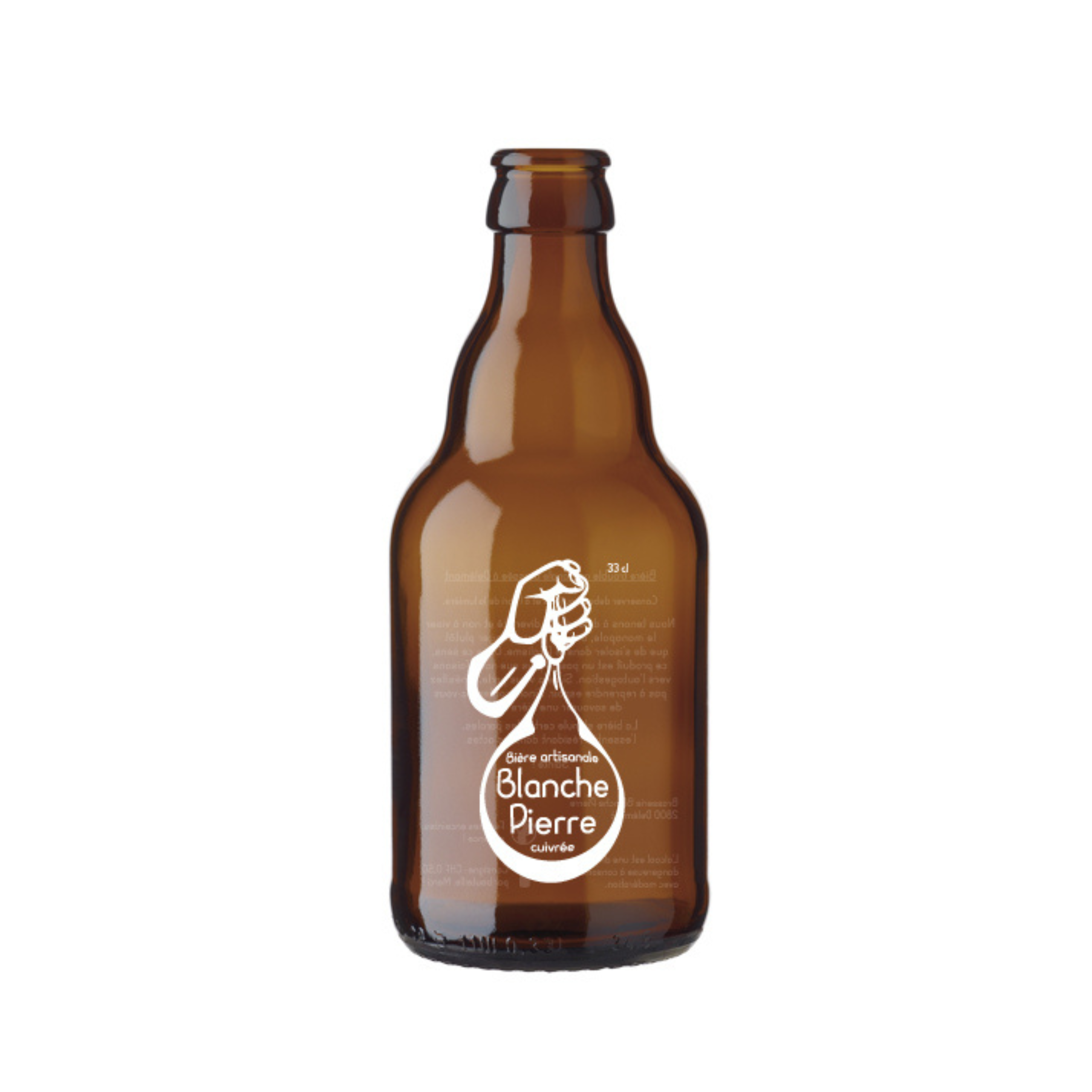 Personalisierte Bierflasche mit weissen Grafiken