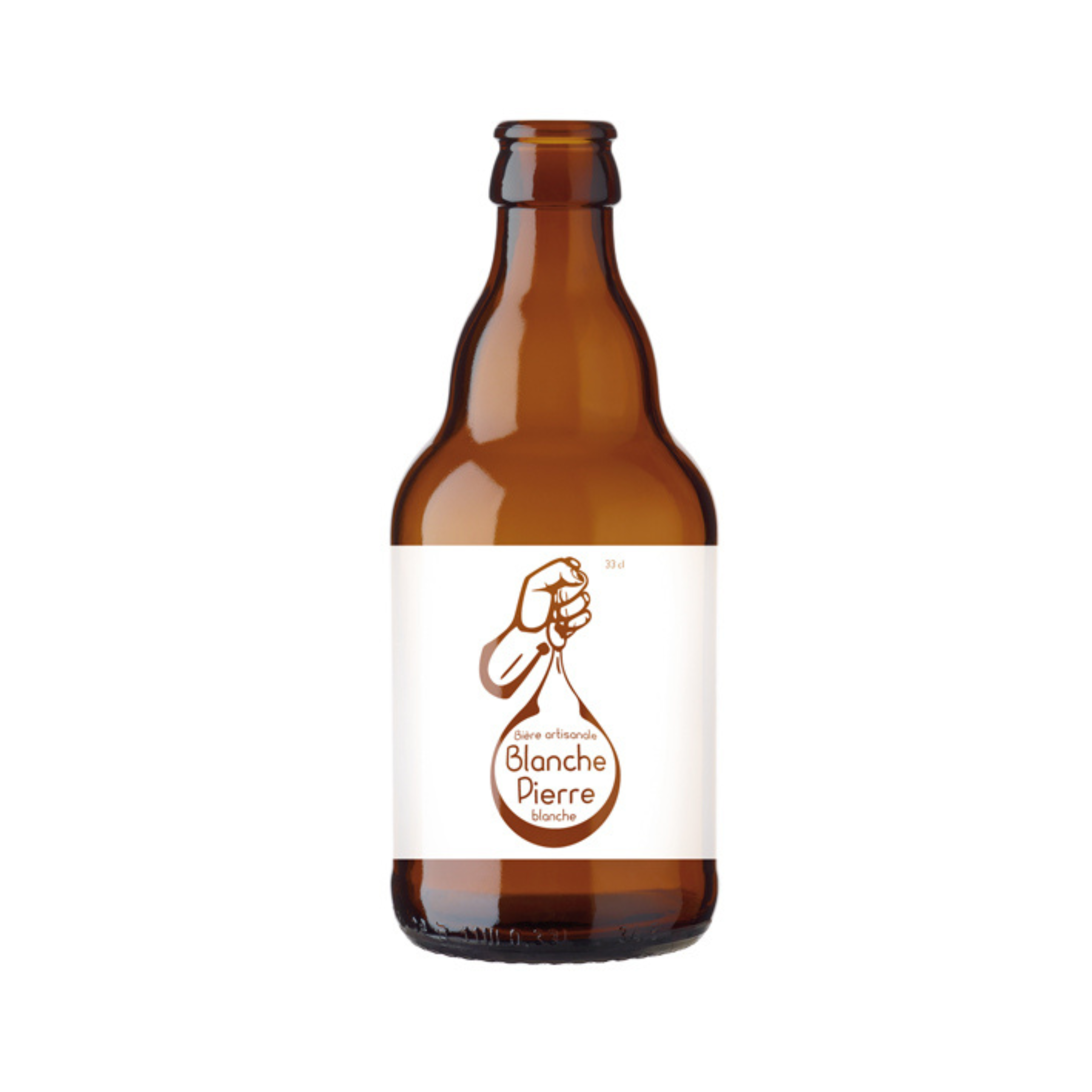 Bouteille de bière personnalisée avec graphisme blanc