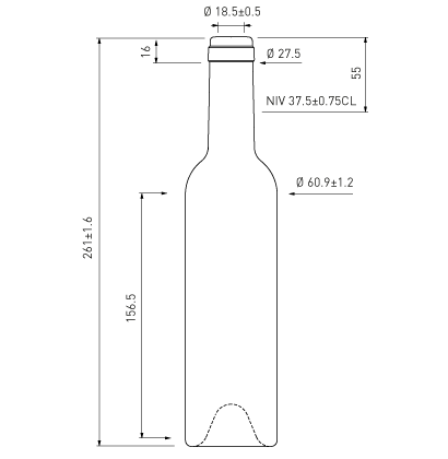 Bouteille à vin Bordelaise cétie 37.5cl antique Harmonie