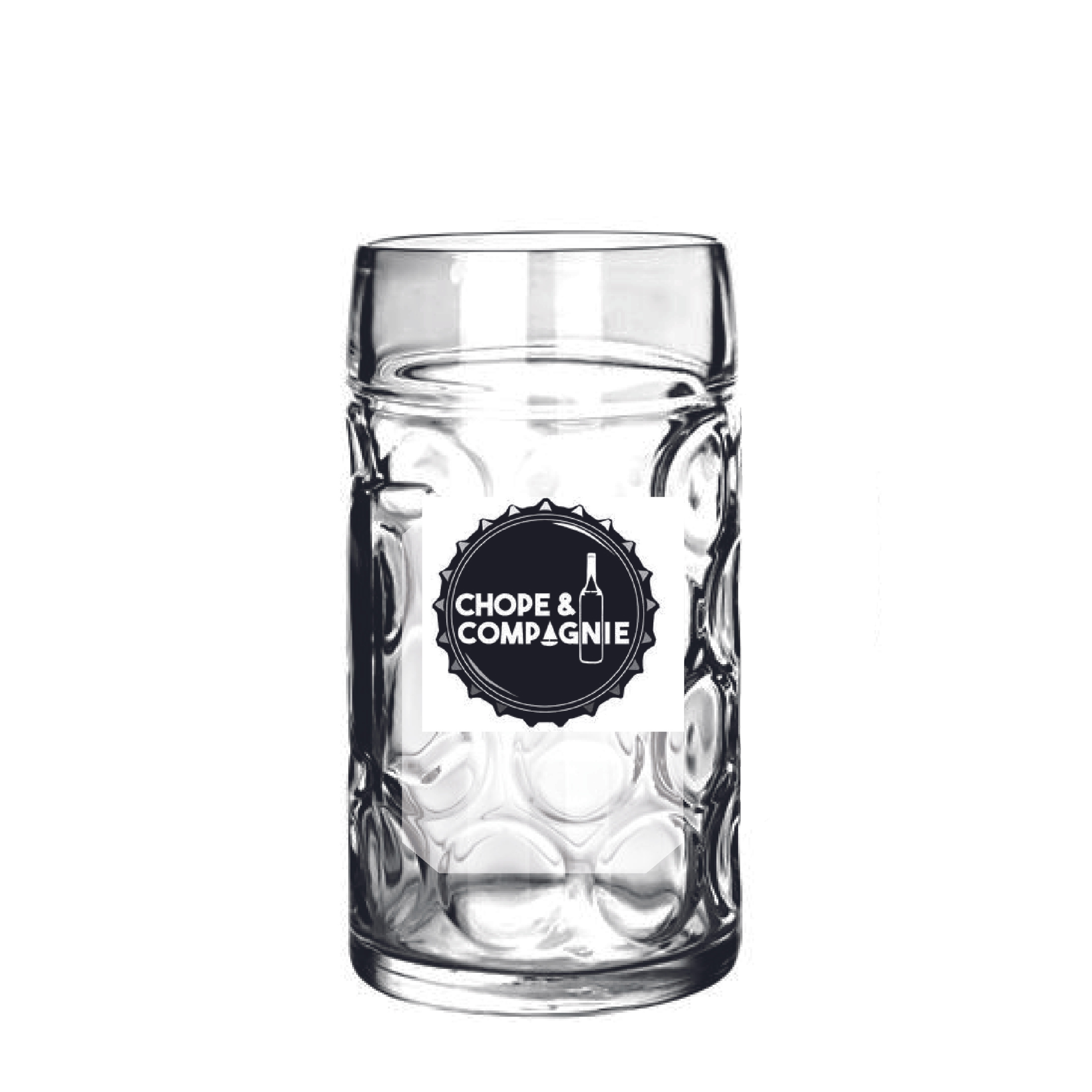 Personalised mug beer glass with graphic design "Chope & Compagnie"