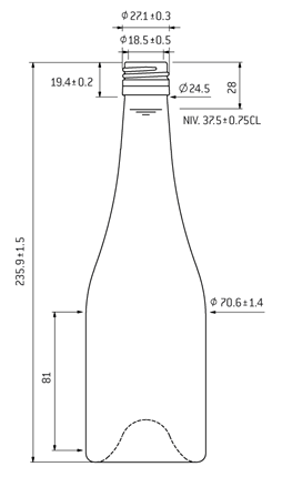 Bouteille à vin Bourgogne BVS 37.5 cl antique Classique
