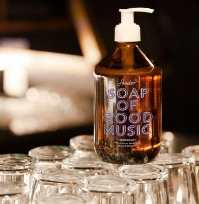 Personalised soap dispenser Soap of Good Music ©Soeder