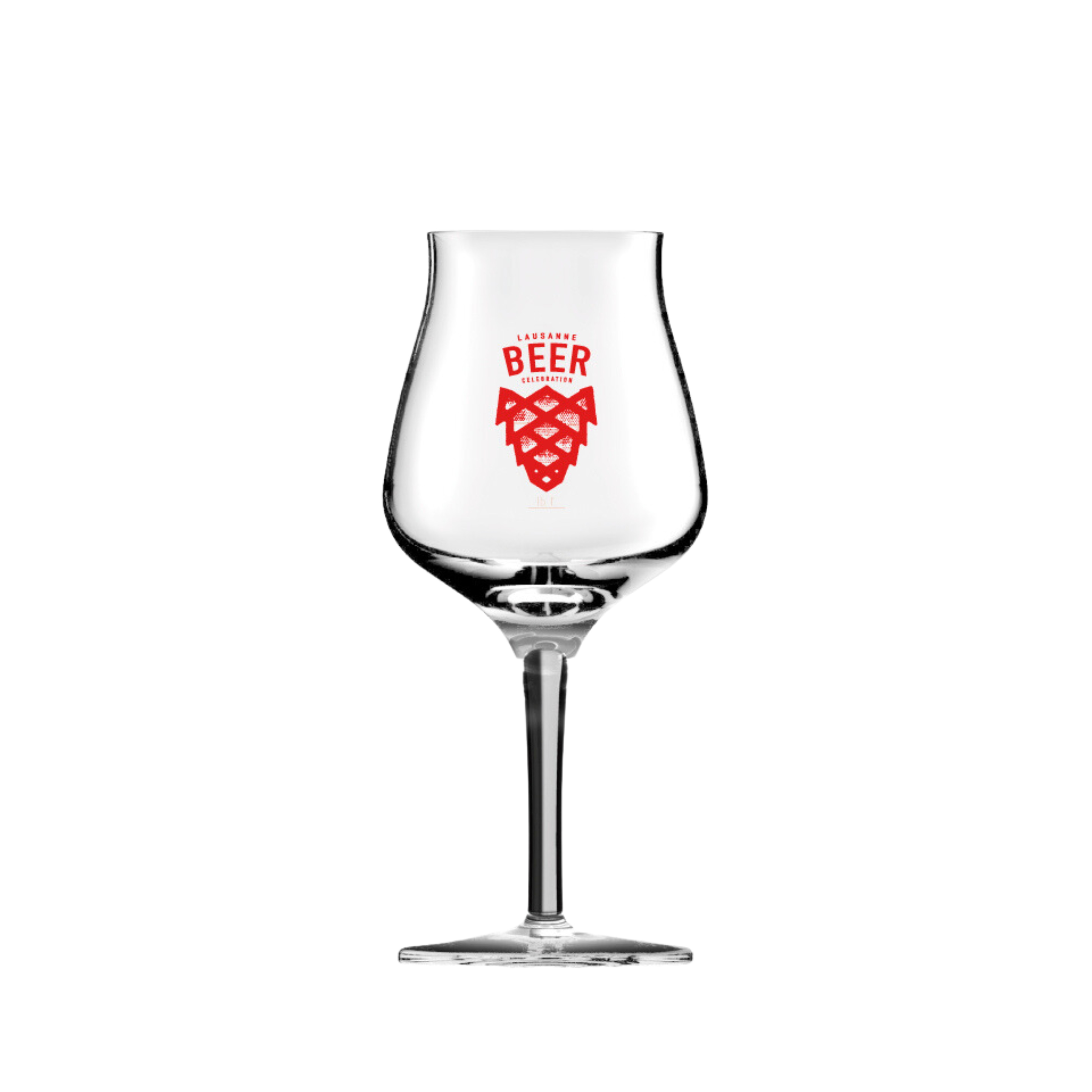 Personalised Tulip with red graphic design of beer hop.