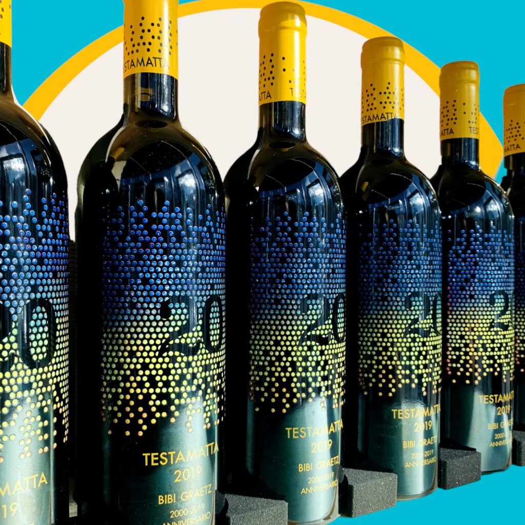 Impression digitale sur une bouteille à vin de Bibi Graetz