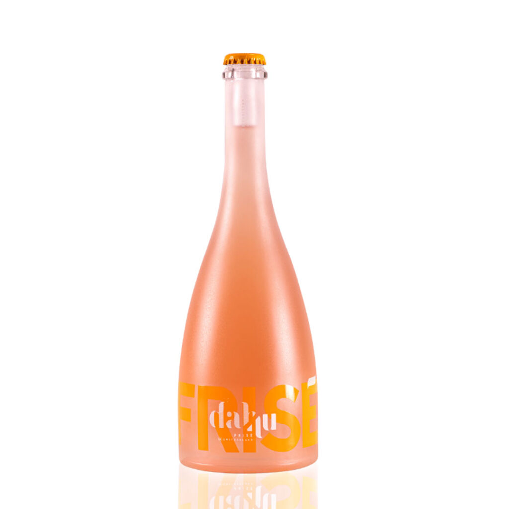 Une bouteille sérigraphiée avec satinage.