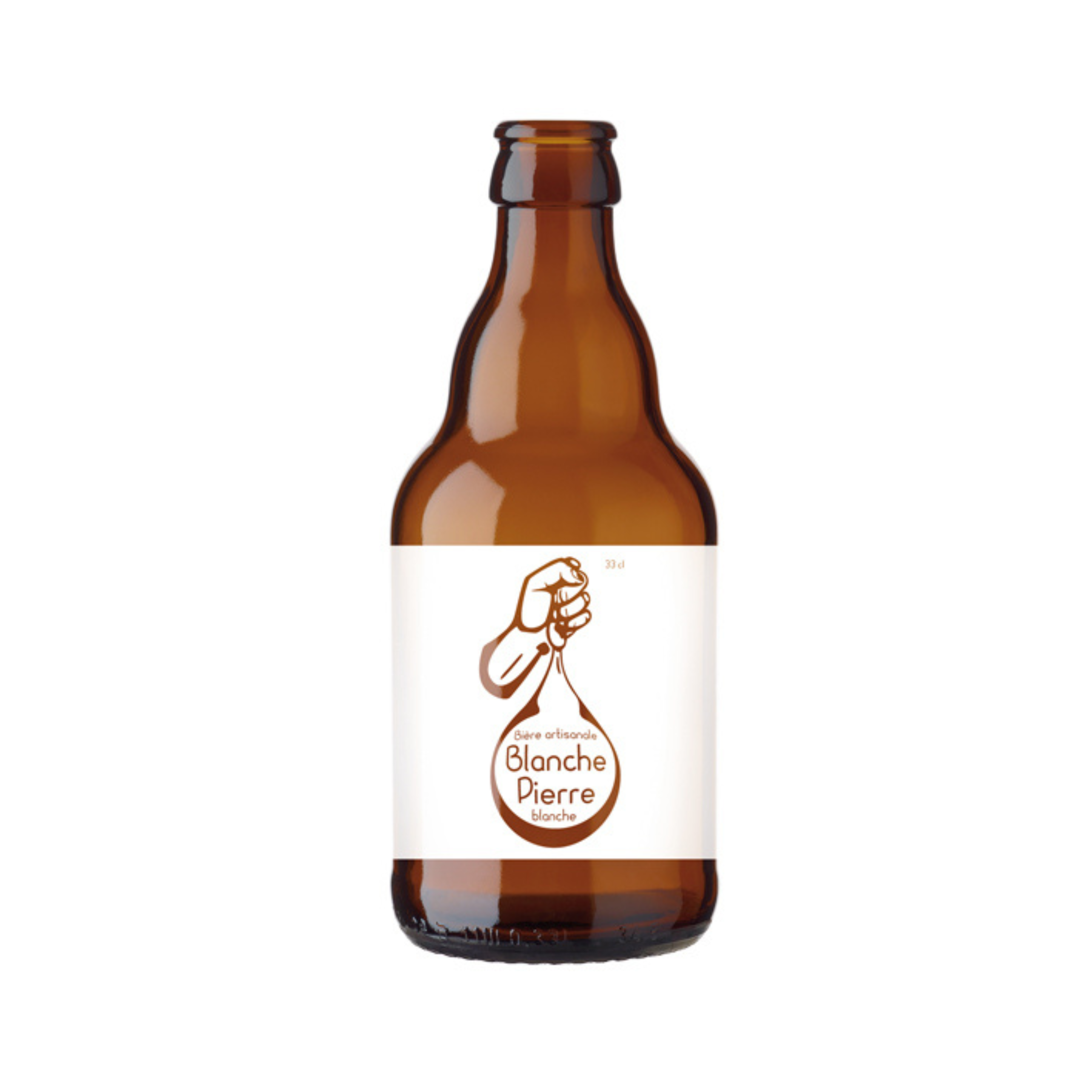 Personalised beer bottle with white graphics