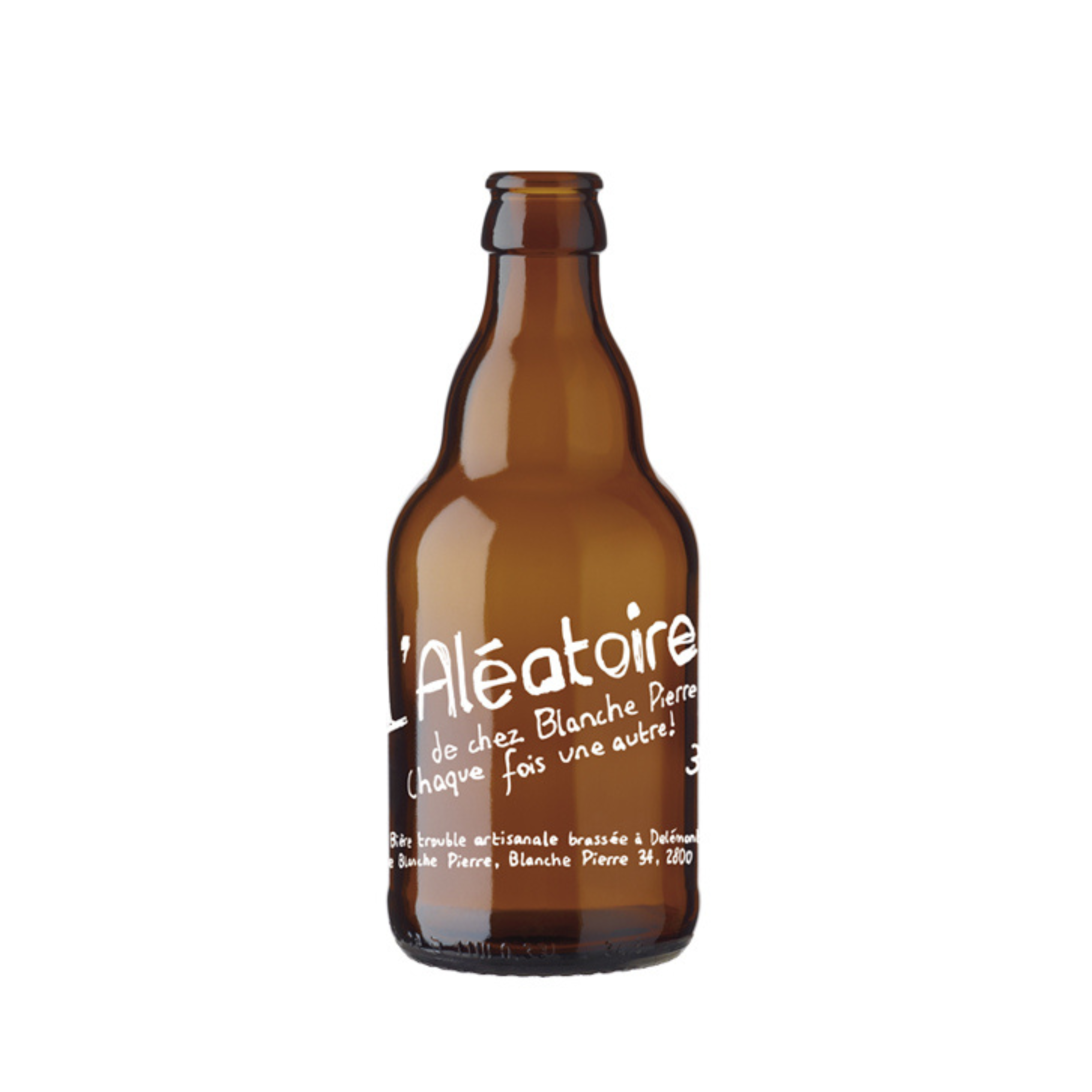 Personalised beer bottle with white graphics