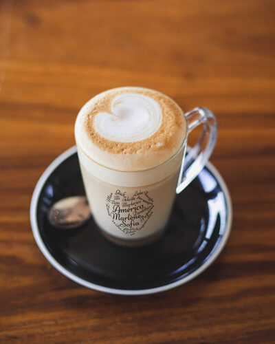 personalised glass mug chai latte