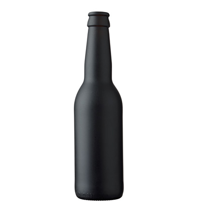Bierflasche Kronkork 33 cl Long Neck schwarz matt besch.