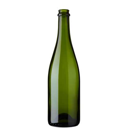 Bottiglia di Champagne tappo corona 75 cl verde leggera