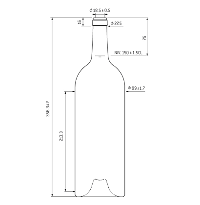 Bottiglia di vino Bordolese cetie 1.5 L bianco Magnum