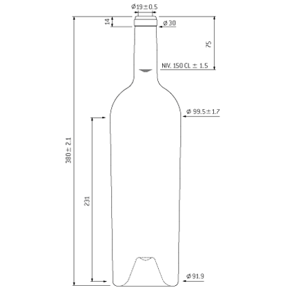 Bottiglia Bordolese Magnum Conica 1,5 L Uvag (1 pezzo) Vino