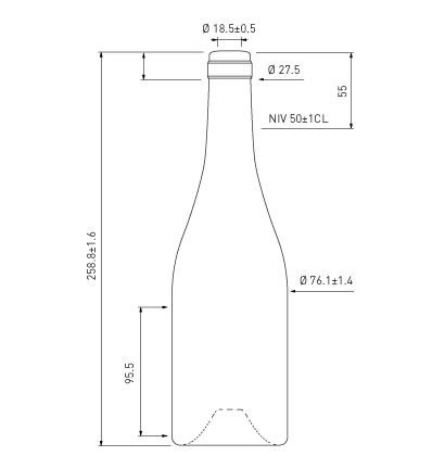 Bottiglia di vino Borgogna cetie 50 cl antico Classique Bottiglia di vino Borgogna cetie 50 cl antico Classique