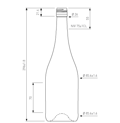 Bouteille à vin Bougogne BVS 30H60 75cl blanc Marius Bouteille à vin Bougogne BVS 30H60 75cl blanc Marius