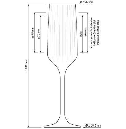 Flûte à champagne Carré 22cl avec relief rainuré Flûte à champagne Carré 22cl avec relief rainuré