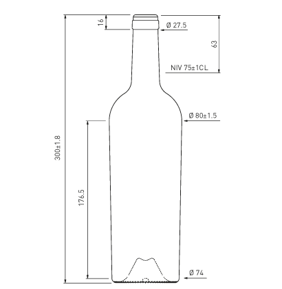 Bordeaux wine bottle cetie 75cl oak Conique Clara Bordeaux wine bottle cetie 75cl oak Conique Clara