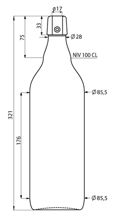 Bottiglia di birra tappo meccanico 100cl Steinie marrone Bottiglia di birra tappo meccanico 100cl Steinie marrone