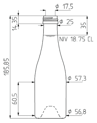Bottiglia di Champagne quart vite 18.75 cl verde Bottiglia di Champagne quart vite 18.75 cl verde