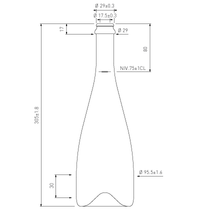 Bottiglia di Champagne Tappo corona 75 cl antico Idea Bottiglia di Champagne Tappo corona 75 cl antico Idea