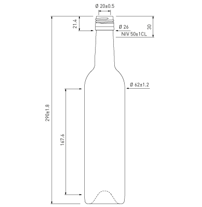 Bottiglia di vino Bordolese BVS 30H60 50cl bianco Medium Bottiglia di vino Bordolese BVS 30H60 50cl bianco Medium