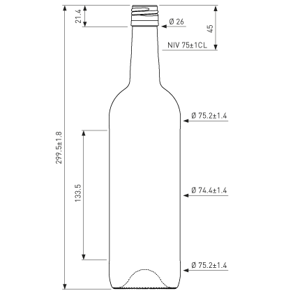 Bottiglia di vino Bordolese BVS 30H60 75cl bianco Nova Bottiglia di vino Bordolese BVS 30H60 75cl bianco Nova