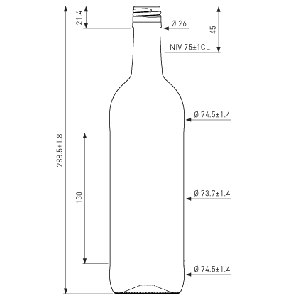 Bottiglia di vino Bordolese BVS 30H60 75cl bianco Viva Bottiglia di vino Bordolese BVS 30H60 75cl bianco Viva