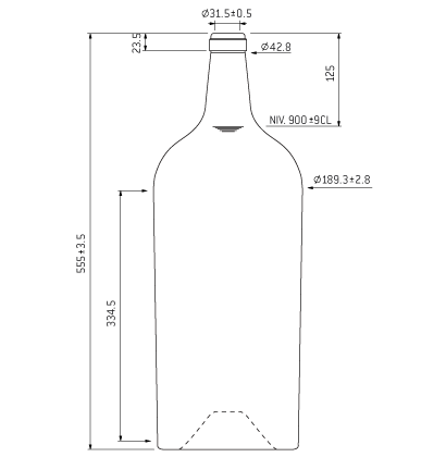 Bottiglia di vino Bordolese cetie 9l verde Salmanazar Bottiglia di vino Bordolese cetie 9l verde Salmanazar