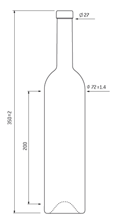 Bottiglia di vino Bordolese fascetta 75 cl quercia 350mm Bottiglia di vino Bordolese fascetta 75 cl quercia 350mm