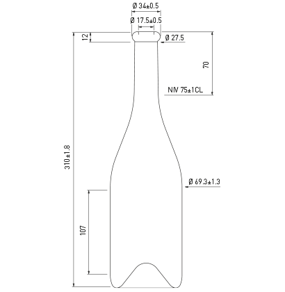Bottiglia di vino Borgogna anello 75 cl antico Fontana Bottiglia di vino Borgogna anello 75 cl antico Fontana