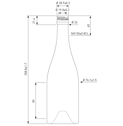 Bottiglia di vino Borgogna BVS 30H60 50cl bianco Prestige Bottiglia di vino Borgogna BVS 30H60 50cl bianco Prestige