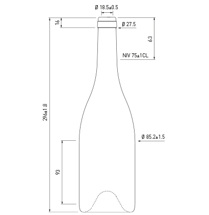 Bottiglia di vino Borgogna cetie 75cl quercia Avantage Bottiglia di vino Borgogna cetie 75cl quercia Avantage