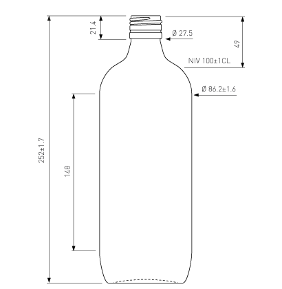 Bottiglia per acqua BVP31.5D 100cl bianco Bottiglia per acqua BVP31.5D 100cl bianco