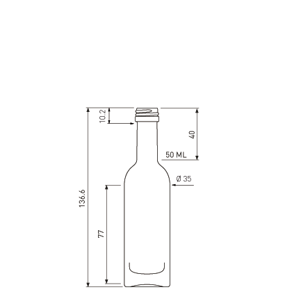 Bottiglia per distillati 5cl bianco PP18 Spirit Serenada Bottiglia per distillati 5cl bianco PP18 Spirit Serenada