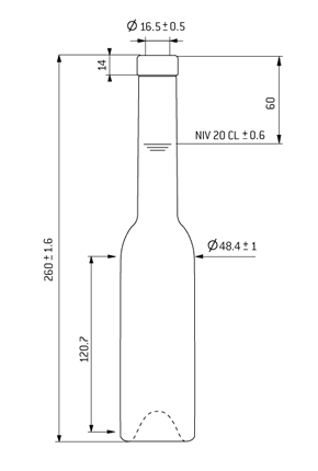 Bottiglia per distillati Opera Bocca Fascetta 16,5mm 20cl bianco Bottiglia per distillati Opera Bocca Fascetta 16,5mm 20cl bianco