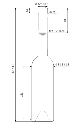 Bottiglia per distillati Opera Bocca Talon 35cl bianco Bottiglia per distillati Opera Bocca Talon 35cl bianco