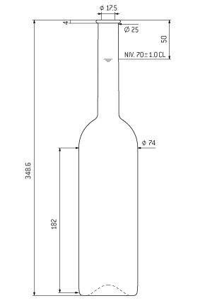 Bottiglia per distillati Platin anello 70cl bianco Bottiglia per distillati Platin anello 70cl bianco