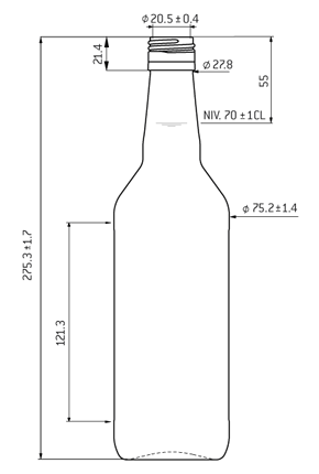 Bottiglia per distillati Spirit rotondo BVP 31.5/H44 70cl bianco Bottiglia per distillati Spirit rotondo BVP 31.5/H44 70cl bianco