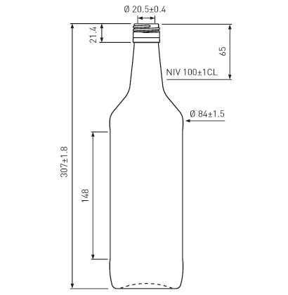 Bottiglia per distillati Spirit VDN leggera BVP bianco 100cl Bottiglia per distillati Spirit VDN leggera BVP bianco 100cl