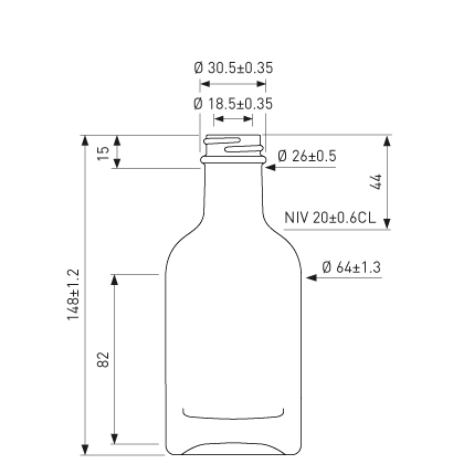 Bottiglia per gin GPI 28-400 20cl bianco Oblò Bottiglia per gin GPI 28-400 20cl bianco Oblò