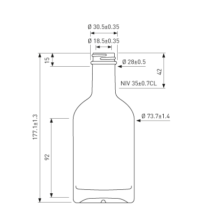 Bottiglia per gin GPI 28-400 35cl bianco Oblò Bottiglia per gin GPI 28-400 35cl bianco Oblò