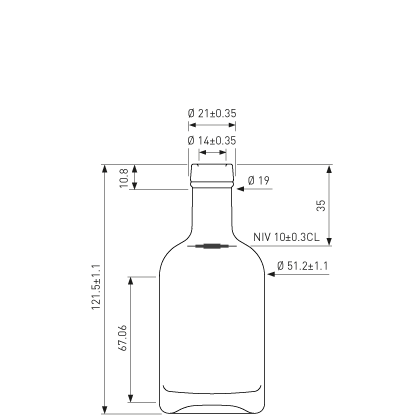 Bottiglia per liquori Fascetta 10cl bianco Oblò Bottiglia per liquori Fascetta 10cl bianco Oblò