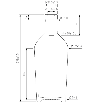 Bottiglia per liquori fascetta 70cl bianca London Bottiglia per liquori fascetta 70cl bianca London