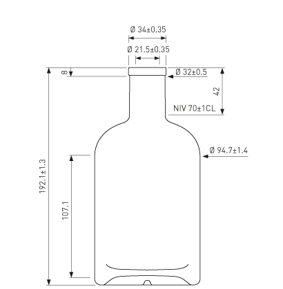 Bottiglia per liquori Fascetta leggera 70cl bianco Oblò Bottiglia per liquori Fascetta leggera 70cl bianco Oblò