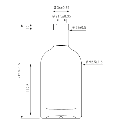 Bottiglia per liquori Fascetta pesante 70cl bianco Oblò Bottiglia per liquori Fascetta pesante 70cl bianco Oblò
