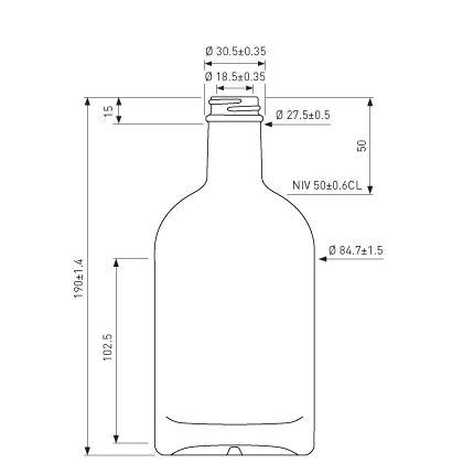 Bottiglia per liquori GPI 28-400 50cl bianco Oblò Bottiglia per liquori GPI 28-400 50cl bianco Oblò