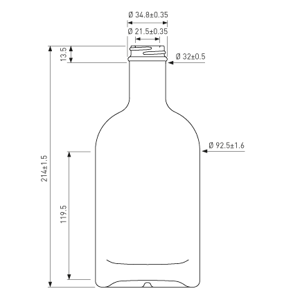 Bottiglia per liquori GPI 33-400 pesante 70cl bianco Oblò Bottiglia per liquori GPI 33-400 pesante 70cl bianco Oblò