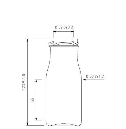 Bottiglia per succo 150ml TO43 bianco Bottiglia per succo 150ml TO43 bianco