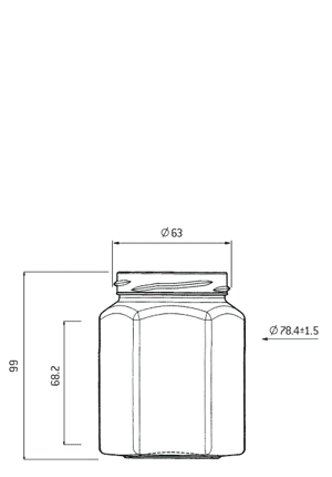 Vaso per conserve 288 ml bianco TO63 esagonale Vaso per conserve 288 ml bianco TO63 esagonale
