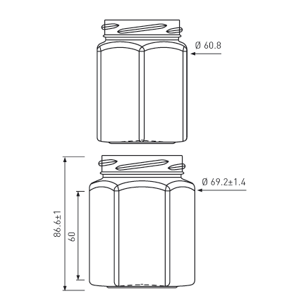 Vaso per miele esagonale 196ml TO58 bianco Vaso per miele esagonale 196ml TO58 bianco