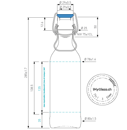 Wasserkaraffe Pure Bottle 75cl mit Tragbügel blau Wasserkaraffe Pure Bottle 75cl mit Tragbügel blau